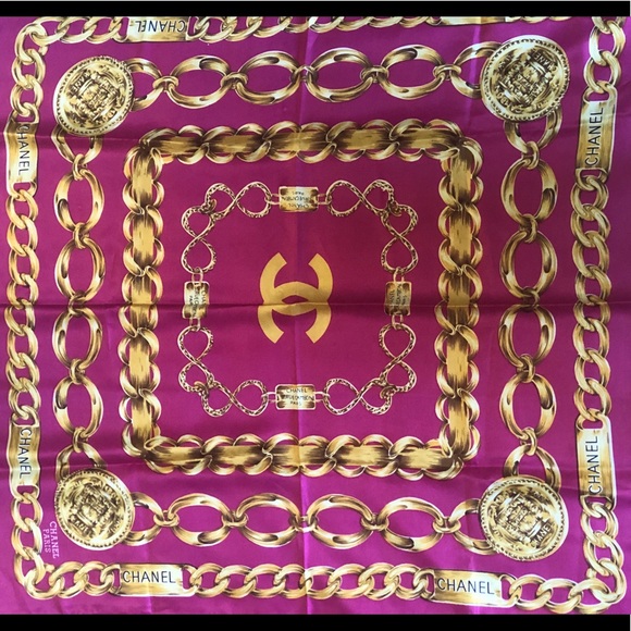 CHANEL Accessories - Authentic Pink CHANEL Scarf chain pattern